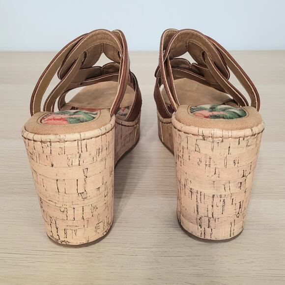 B.O.C. Cora Platform Wedge Sandals Cork Brown Tan Platform Comfort Open Toe 10 - Picture 3 of 9